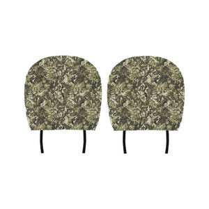 Green Camo Camouflage Flower Pattern Car Headrest Cover