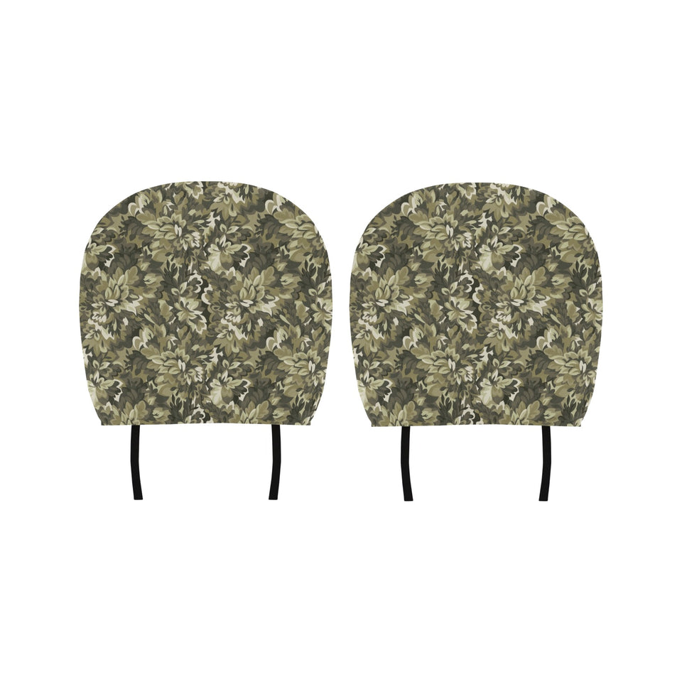 Green Camo Camouflage Flower Pattern Car Headrest Cover