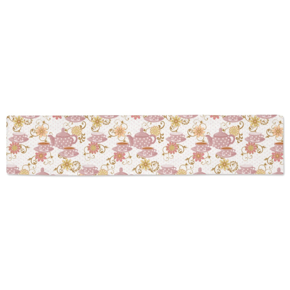 Tea pots Pattern Print Design 01 Table Runner