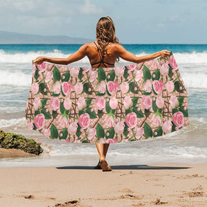 Rose Pattern Print Design 04 Beach Towel