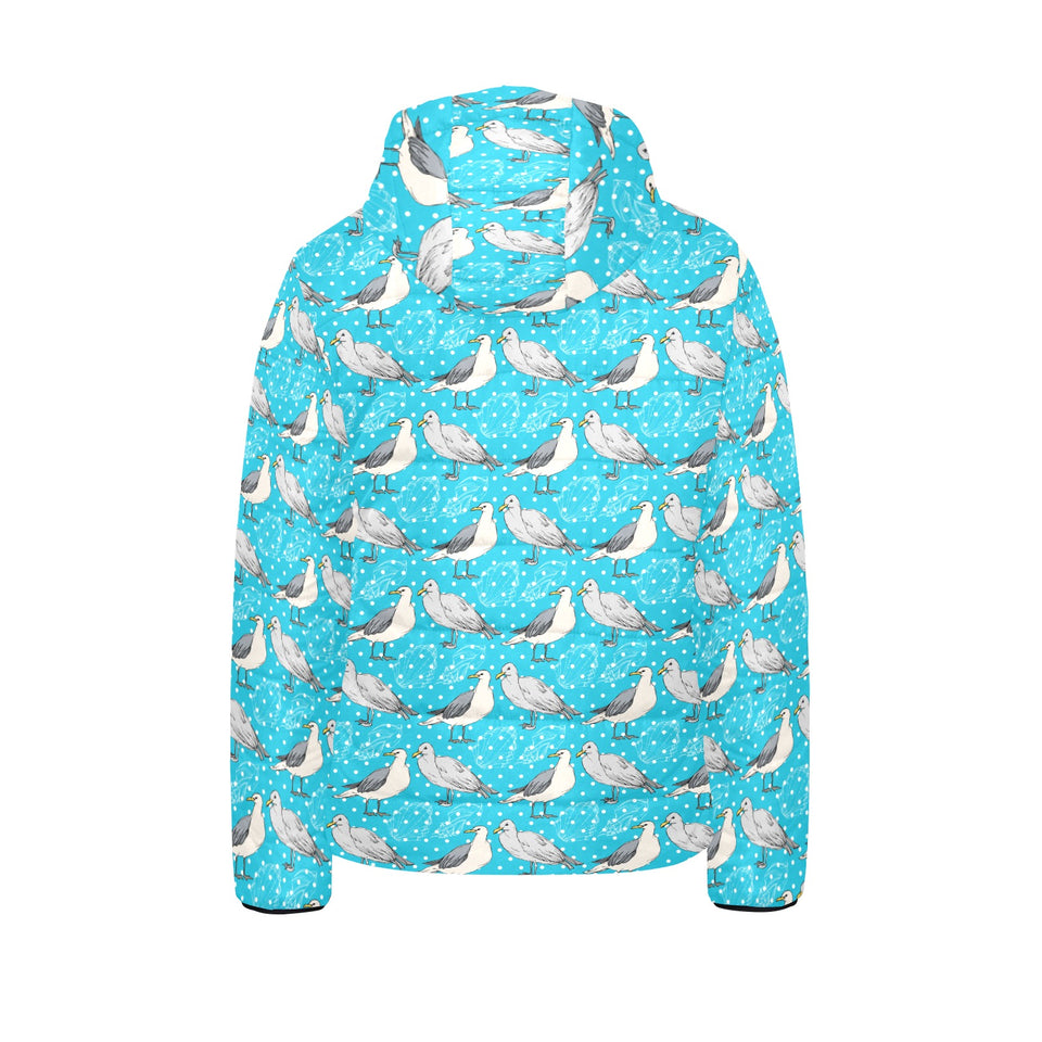 Seagull Pattern Print Design 02 Kids' Boys' Girls' Padded Hooded Jacket