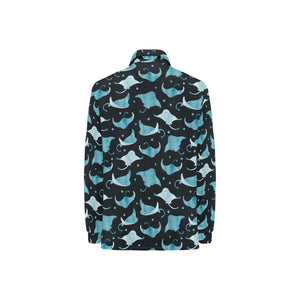 Stingray Pattern Print Design 04 Women's Long Sleeve Polo Shirt