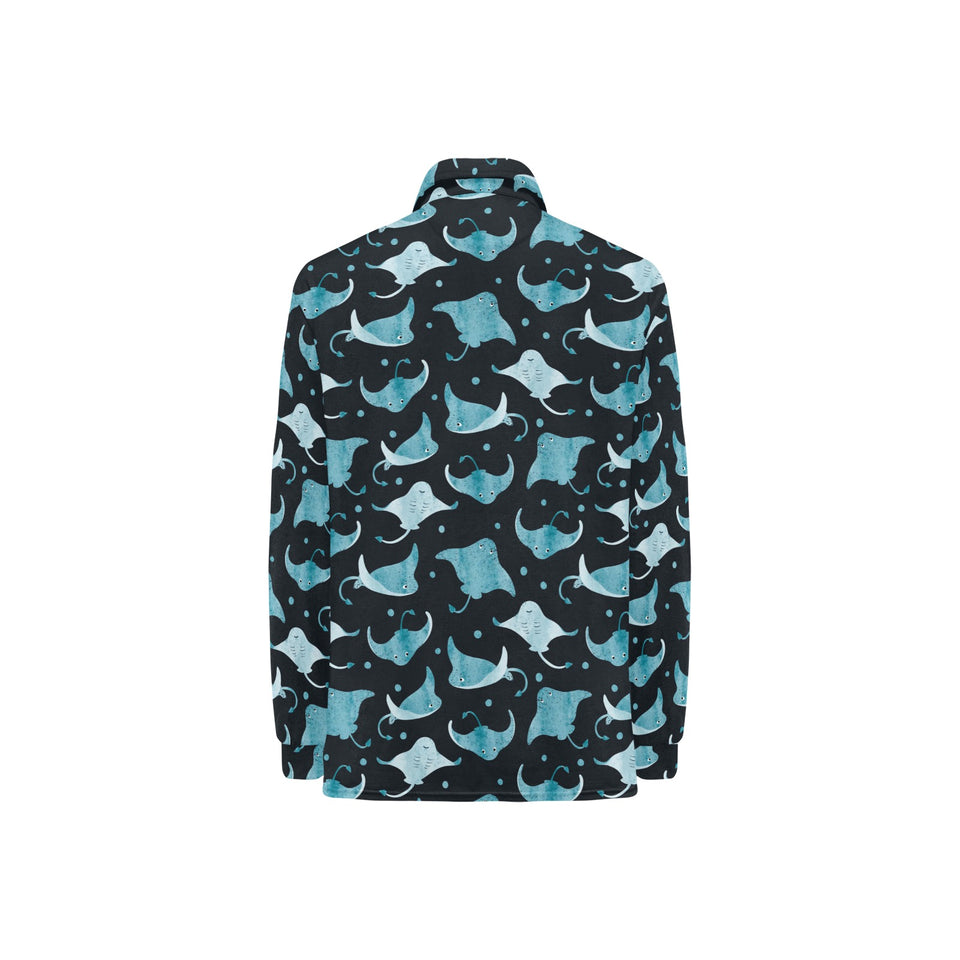 Stingray Pattern Print Design 04 Women's Long Sleeve Polo Shirt