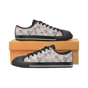 Heart Tribal Pattern Kids' Boys' Girls' Low Top Canvas Shoes Black