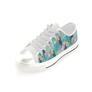 Toucan Pattern Background Women's Low Top Canvas Shoes White