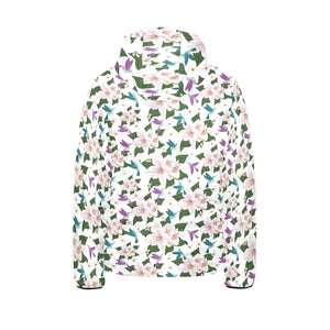 Hummingbird Pattern Print Design 01 Kids' Boys' Girls' Padded Hooded Jacket