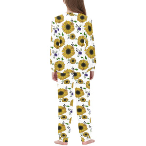 Sunflower Pattern Background Kids' Boys' Girls' All Over Print Pajama Set