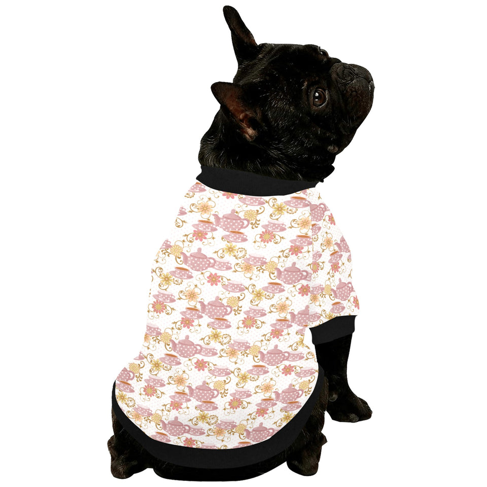 Tea pots Pattern Print Design 01 All Over Print Pet Dog Round Neck Fuzzy Shirt