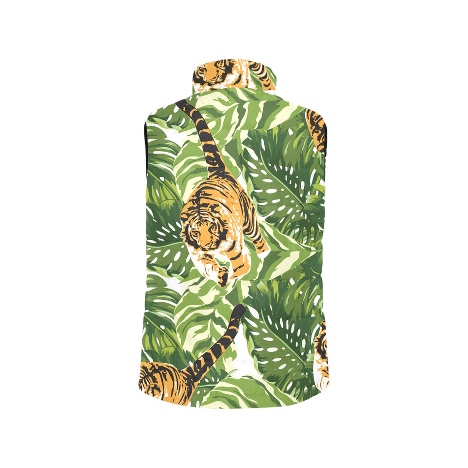 Bengal Tiger Pattern leaves Men's Padded Vest