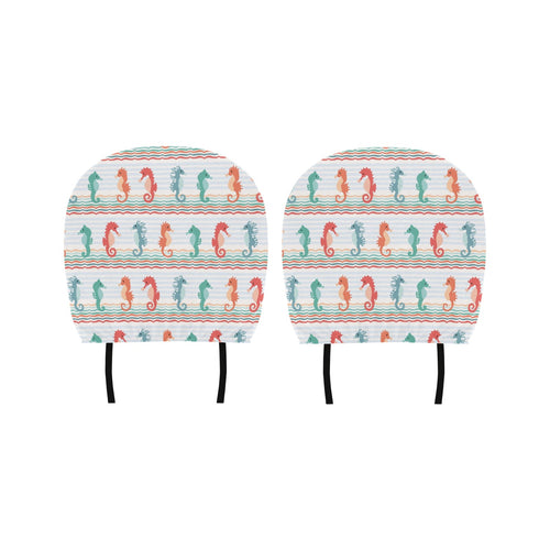 Seahorse Pattern Theme Car Headrest Cover