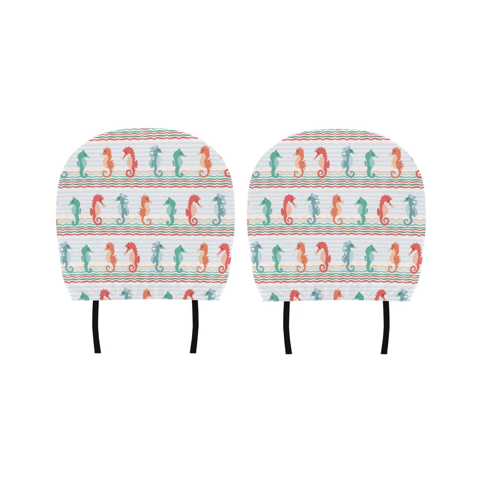 Seahorse Pattern Theme Car Headrest Cover