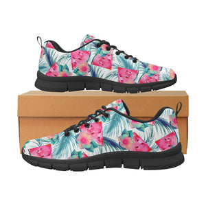 Watermelon Flower Pattern Men's Sneakers Black