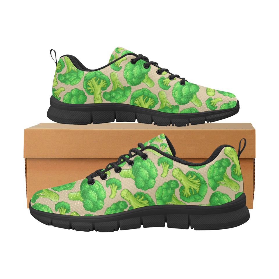 Broccoli Pattern Pink background Men's Sneakers Black