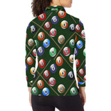 Billiard Ball Pattern Print Design 03 Women's Long Sleeve Polo Shirt