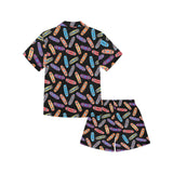 Skate Board Pattern Print Design 04 Kids' Boys' Girls' V-Neck Short Pajama Set