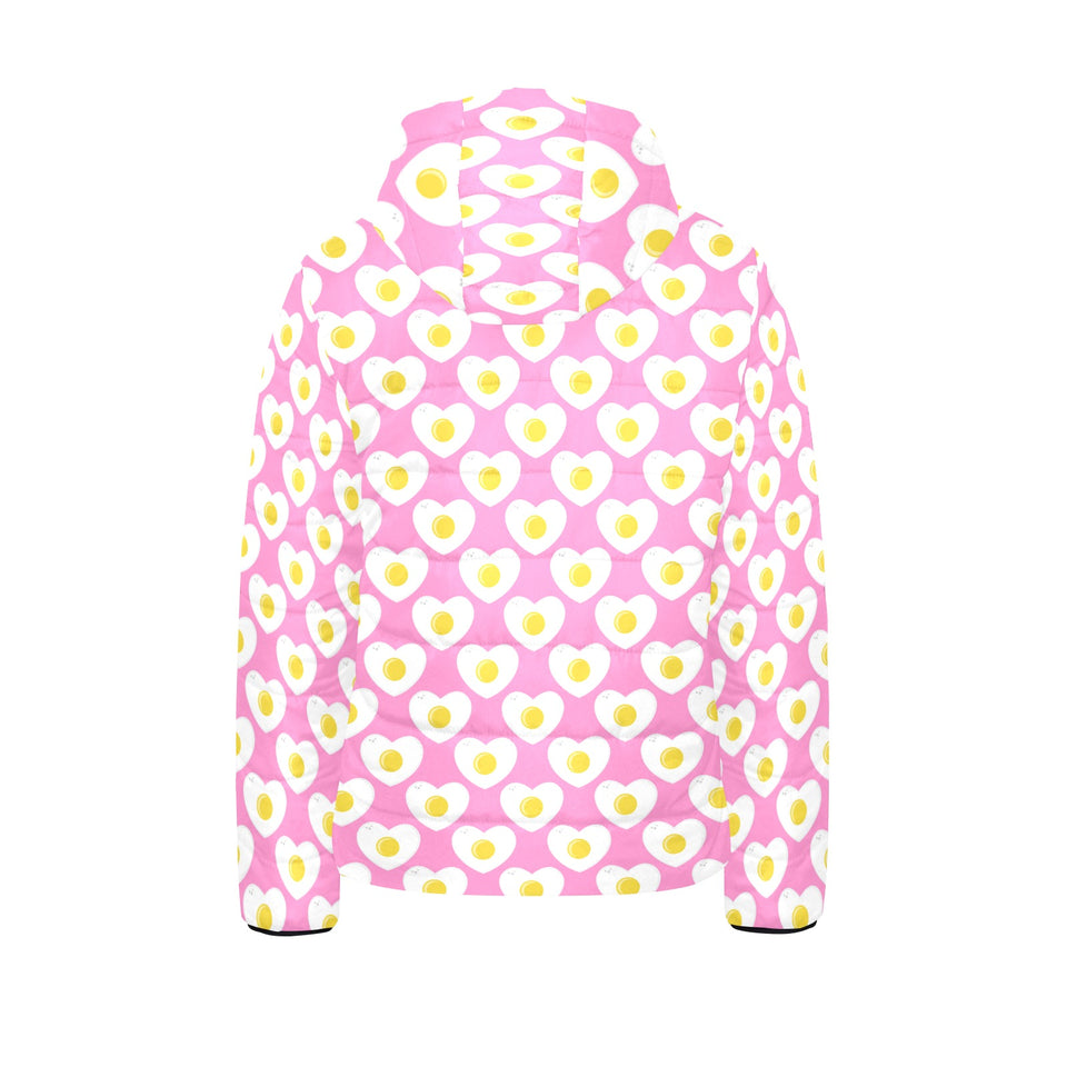 Fried Eggs Pattern Print Design 02 Kids' Boys' Girls' Padded Hooded Jacket