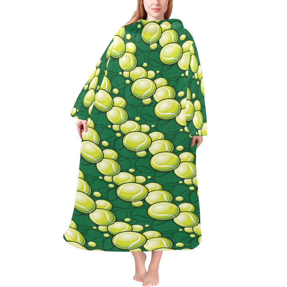 Tennis Pattern Print Design 04 Blanket Robe with Sleeves