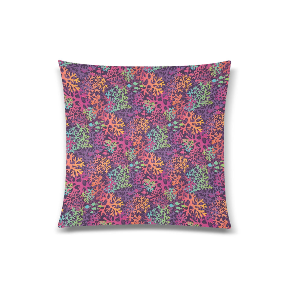 Coral Reef Pattern Print Design 03 Throw Pillow Cover 20"x20"