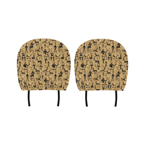 Egypt Hieroglyphics Pattern Print Design 02 Car Headrest Cover