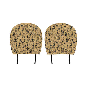 Egypt Hieroglyphics Pattern Print Design 02 Car Headrest Cover