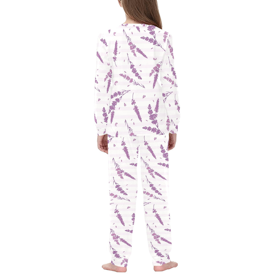 Lavender Pattern Stripe Background Kids' Boys' Girls' All Over Print Pajama Set