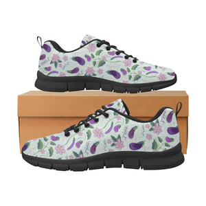 Eggplant Pattern Print Design 03 Women's Sneakers Black