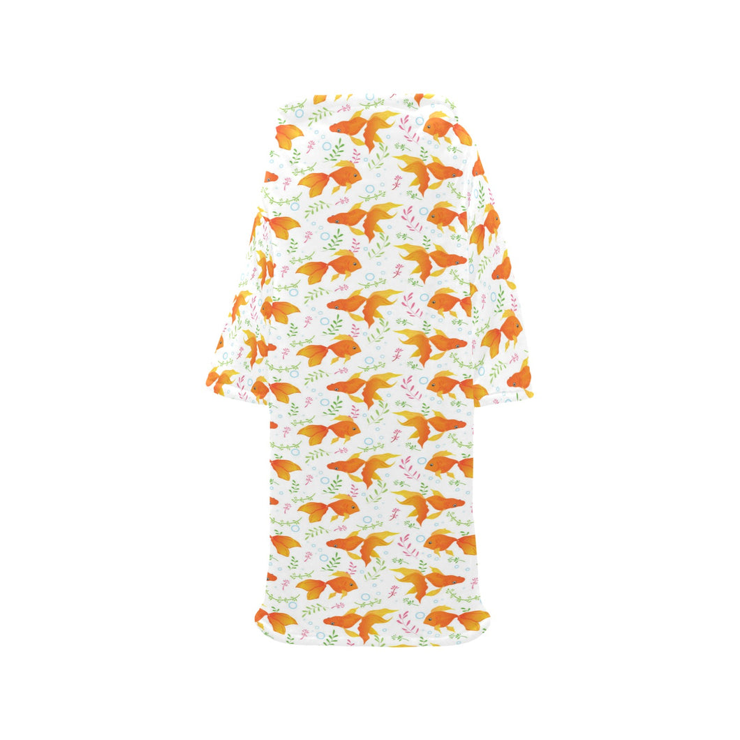 Goldfish Pattern Print Design 03 Blanket Robe with Sleeves