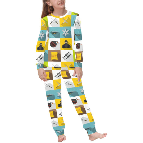 Ninja Weapon Set Pattern Kids' Boys' Girls' All Over Print Pajama Set