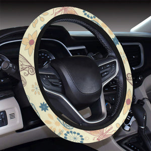 Dragonfly Flower Pattern Car Steering Wheel Cover