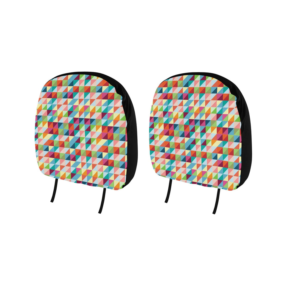 Rainbow Geometric Pattern Car Headrest Cover