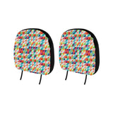 Rainbow Geometric Pattern Car Headrest Cover