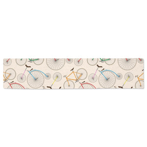 Bicycle Pattern Print Design 04 Table Runner