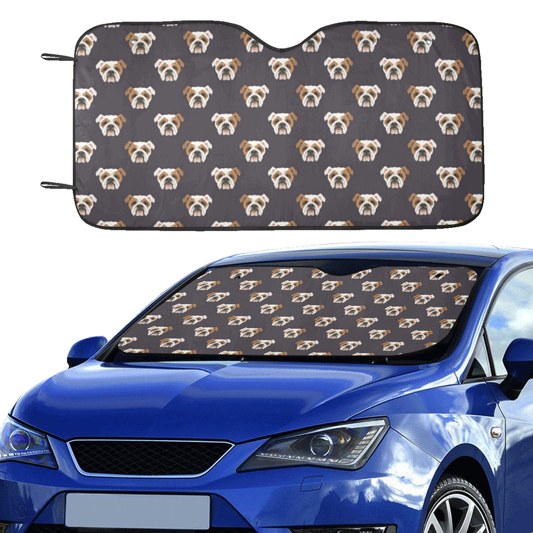 English Bulldog Pattern Print Design 03 Car Sun Shade