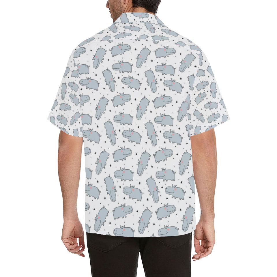 Hippopotamus Pattern Print Design 01 Men's All Over Print Hawaiian Shirt (Model T58)