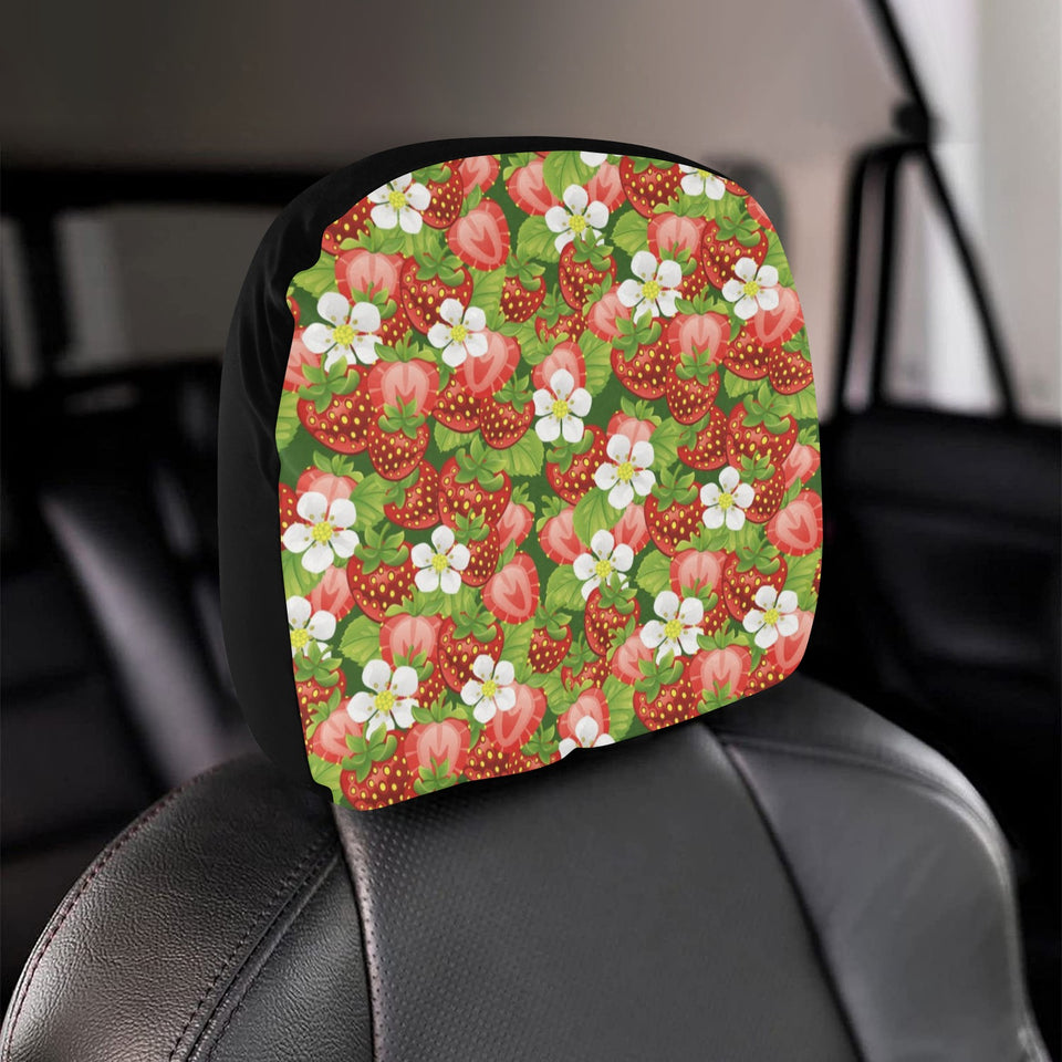 Strawberry Leaves Flower Pattern Car Headrest Cover