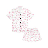 Eiffel Tower Pink Theme Pattern Print Design 05 Kids' Boys' Girls' V-Neck Short Pajama Set