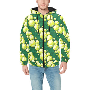 Tennis Pattern Print Design 04 Men's Padded Hooded Jacket(ModelH42)