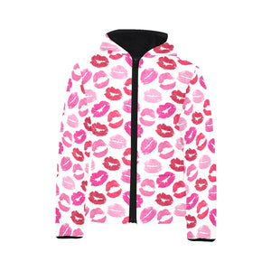 Lips Pattern Print Design 05 Kids' Boys' Girls' Padded Hooded Jacket