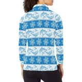 Dolphin Tribal Pattern Women's Long Sleeve Polo Shirt