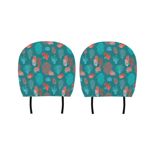 Coral Reef Pattern Print Design 04 Car Headrest Cover