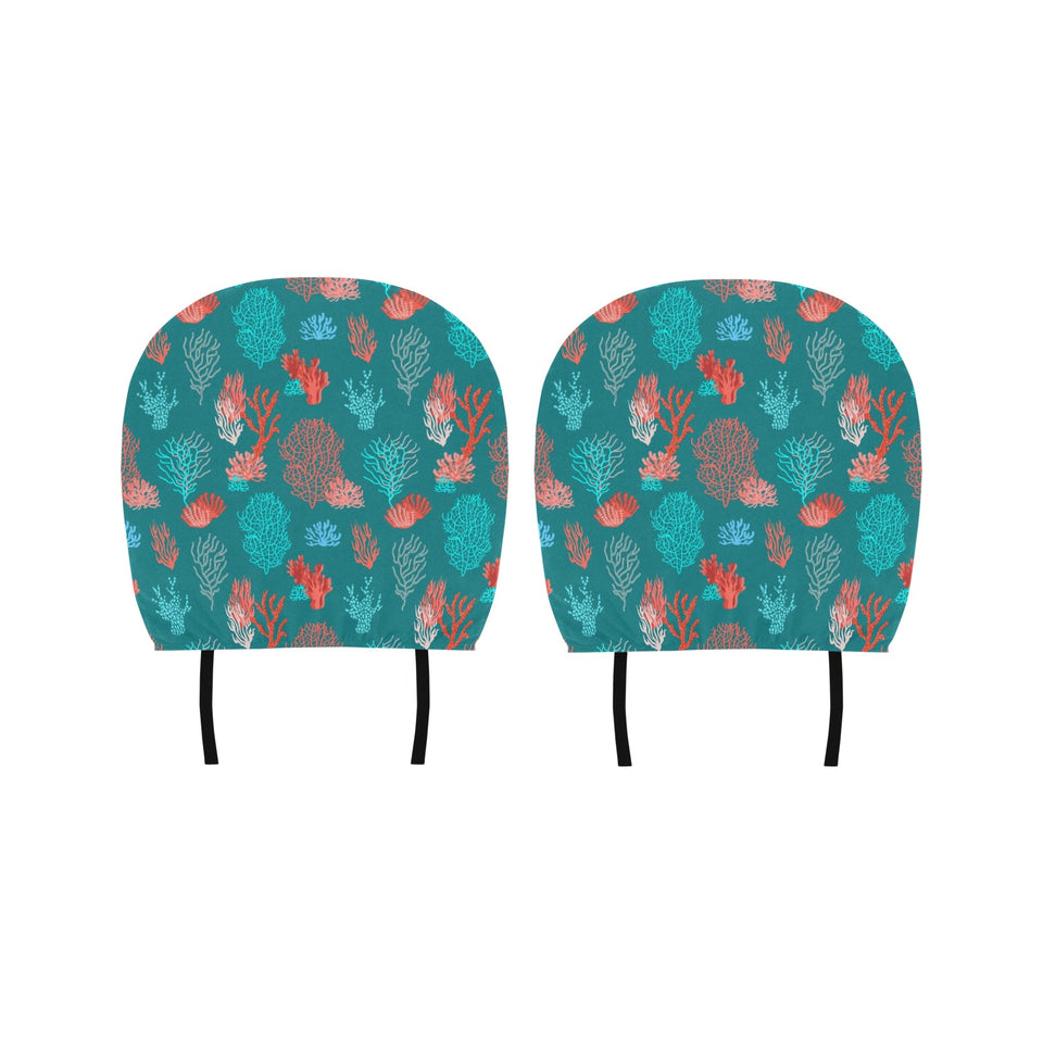 Coral Reef Pattern Print Design 04 Car Headrest Cover