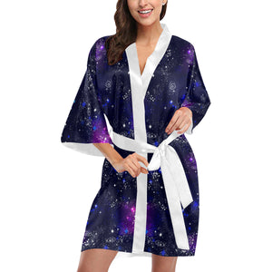Space Galaxy Pattern Women's Short Kimono Robe