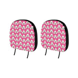 Poodle Pattern Pink background Car Headrest Cover