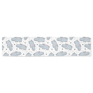 Hippopotamus Pattern Print Design 01 Table Runner