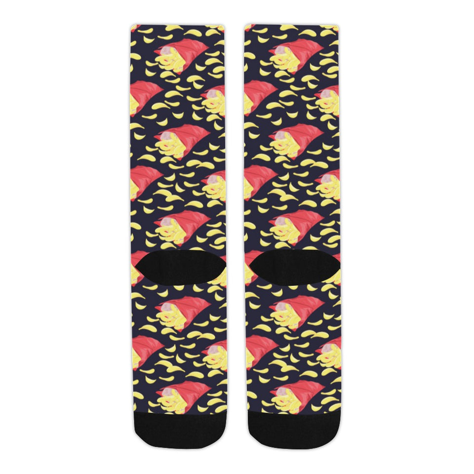 Potato Chips Pattern Print Design 05 Crew Socks