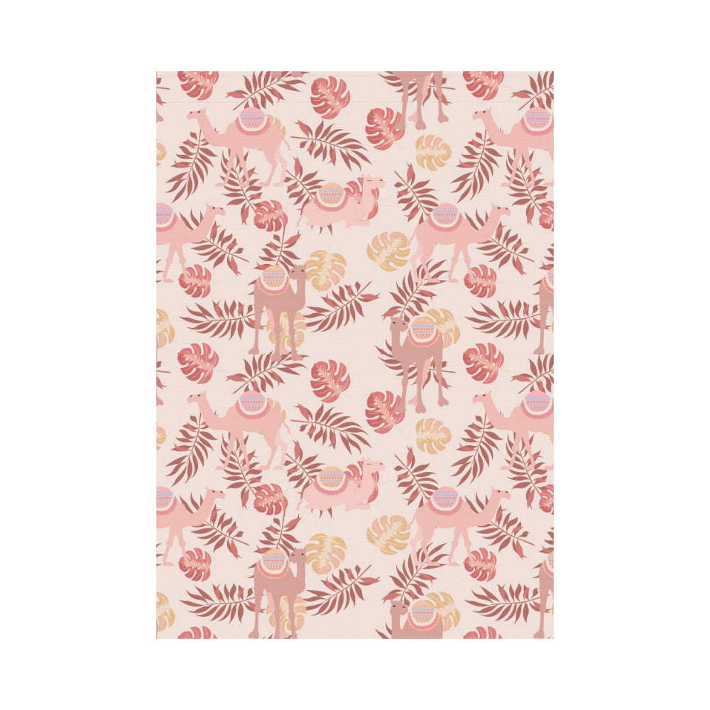 Pink Camel Leaves Pattern House Flag Garden Flag