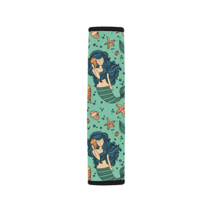 Mermaid Pattern Green Background Car Seat Belt Cover