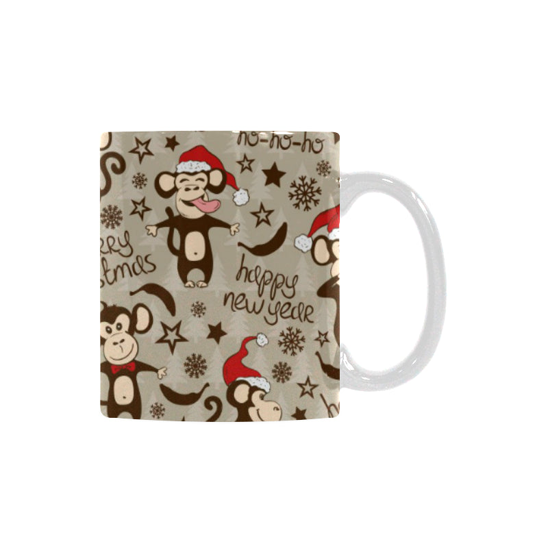 Monkey Christmas Pattern Classical White Mug (FulFilled In US)