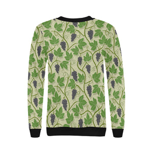 Grape Leaves Pattern Women's Crew Neck Sweatshirt