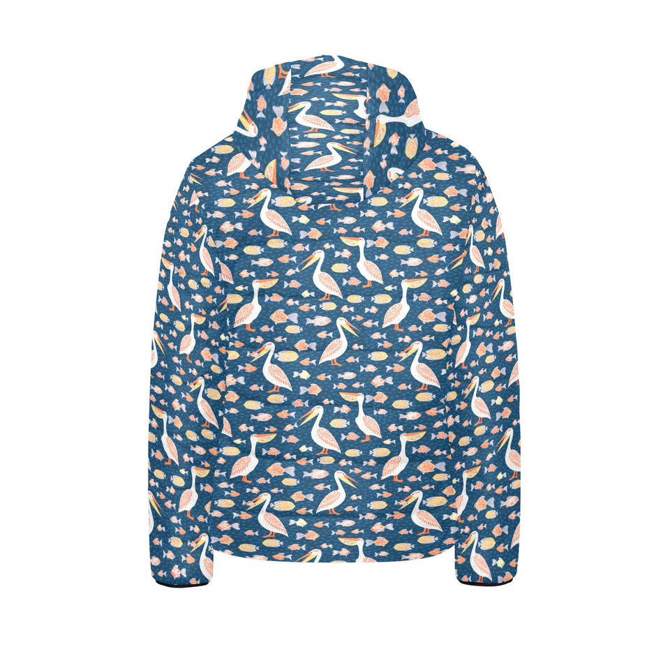 Pelican Pattern Print Design 01 Kids' Boys' Girls' Padded Hooded Jacket